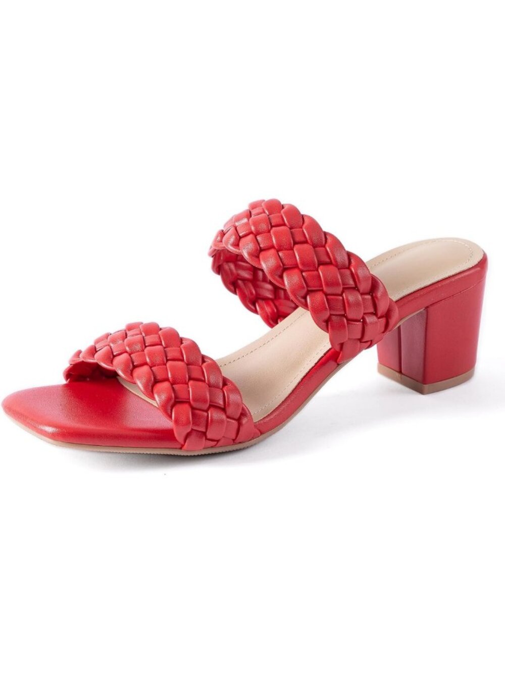Stylish Chunky Block Heels Sandals - Braided Woven Leather Summer Mules